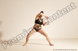 Underwear Martial art Woman White Moving poses Average long colored Dynamic poses Academic